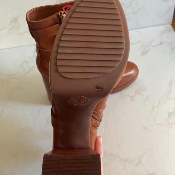 New Women's Vince Camuto Coliana Brown Leather Platform Ankle Boots Booties 10 - Picture 9 of 9